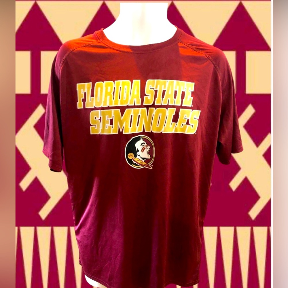 FSU Florida State Seminoles Champion Mens L Large Garnet Dri-Wick Logo Shirt EUC